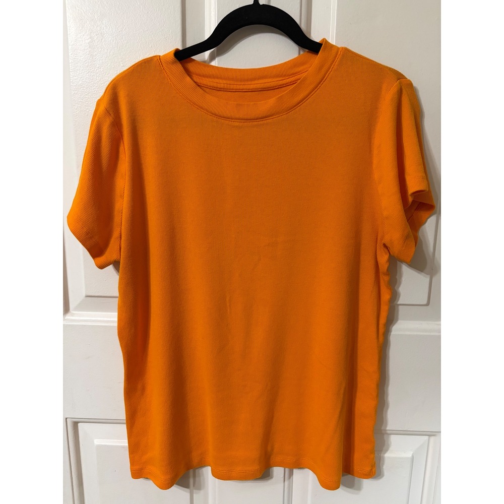 A New Day | Ribbed Short Sleeve Crew Neck Tee | XXL || Orange|